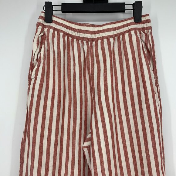 Rachel Zoe Pants 100% Linen Red Stripe Wide Leg Pull On - Picture 2 of 8